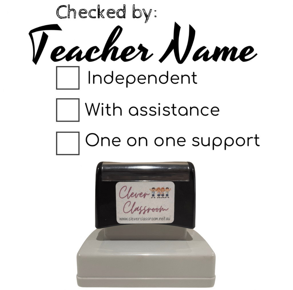Checked by Personalised Checklist Teacher Stamp - Rectangle 43 x 67mm
