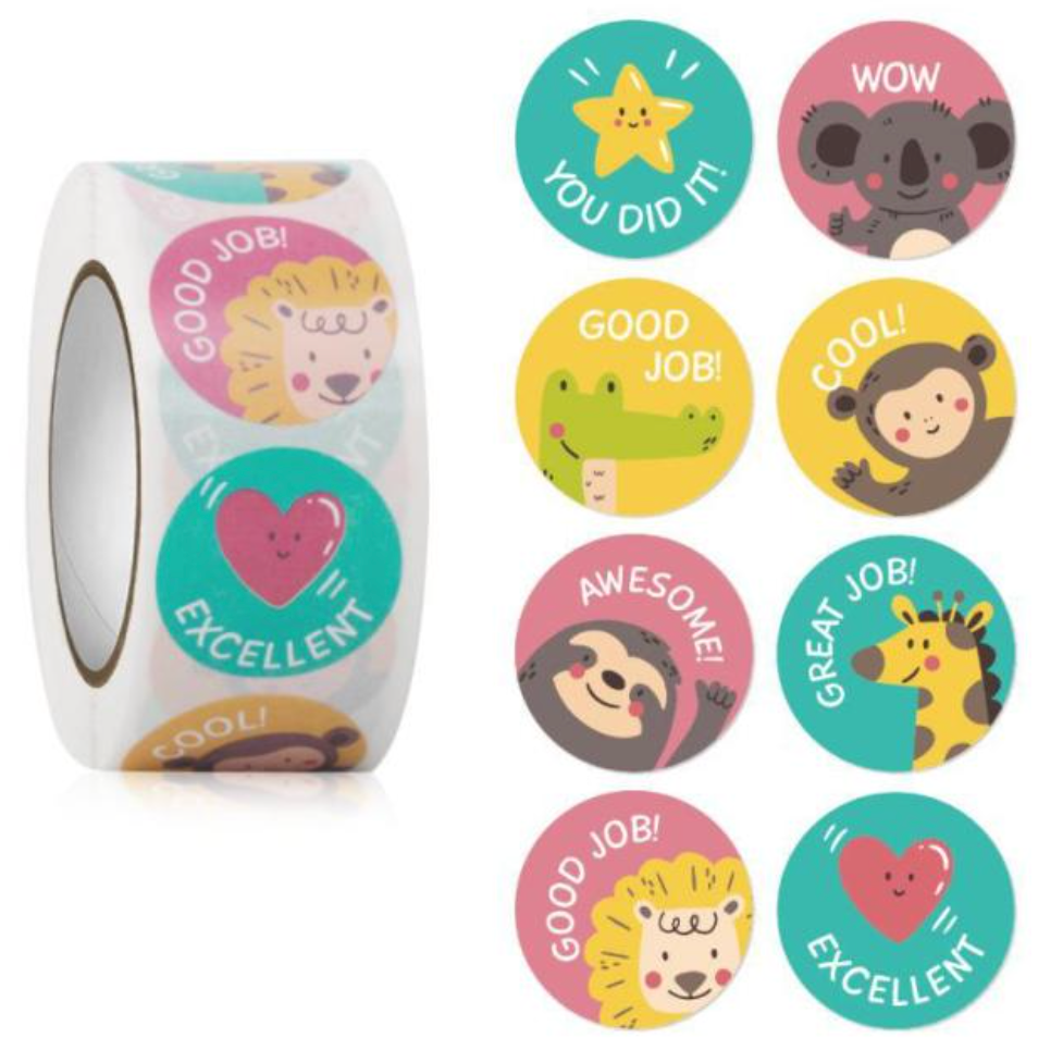 Cool 500 on a roll - Emoji Stickers Colourful Teacher Merit Stickers