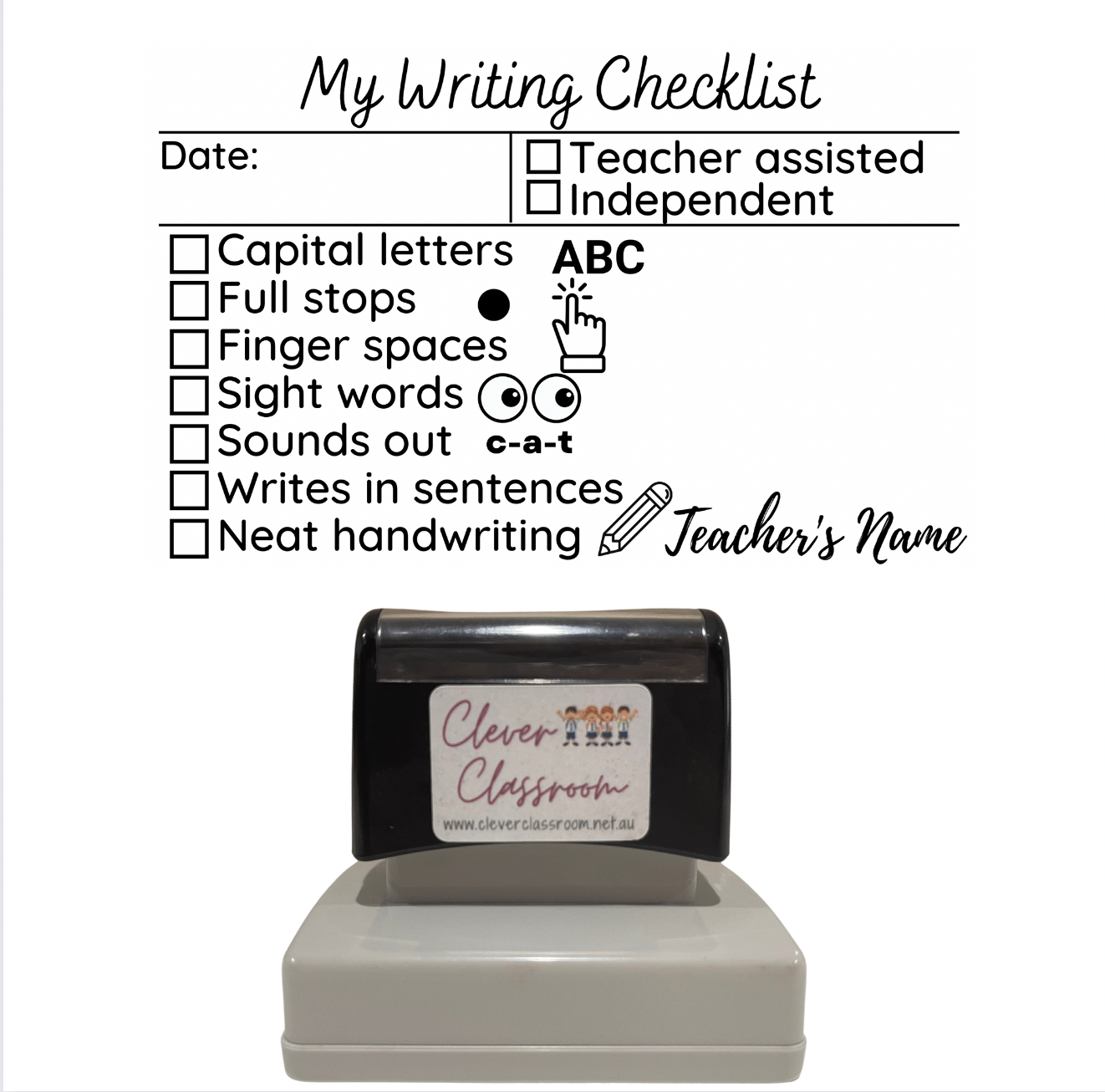 Seven Steps 2 Writing Checklist Stamp - 43 x 67mm Rectangle