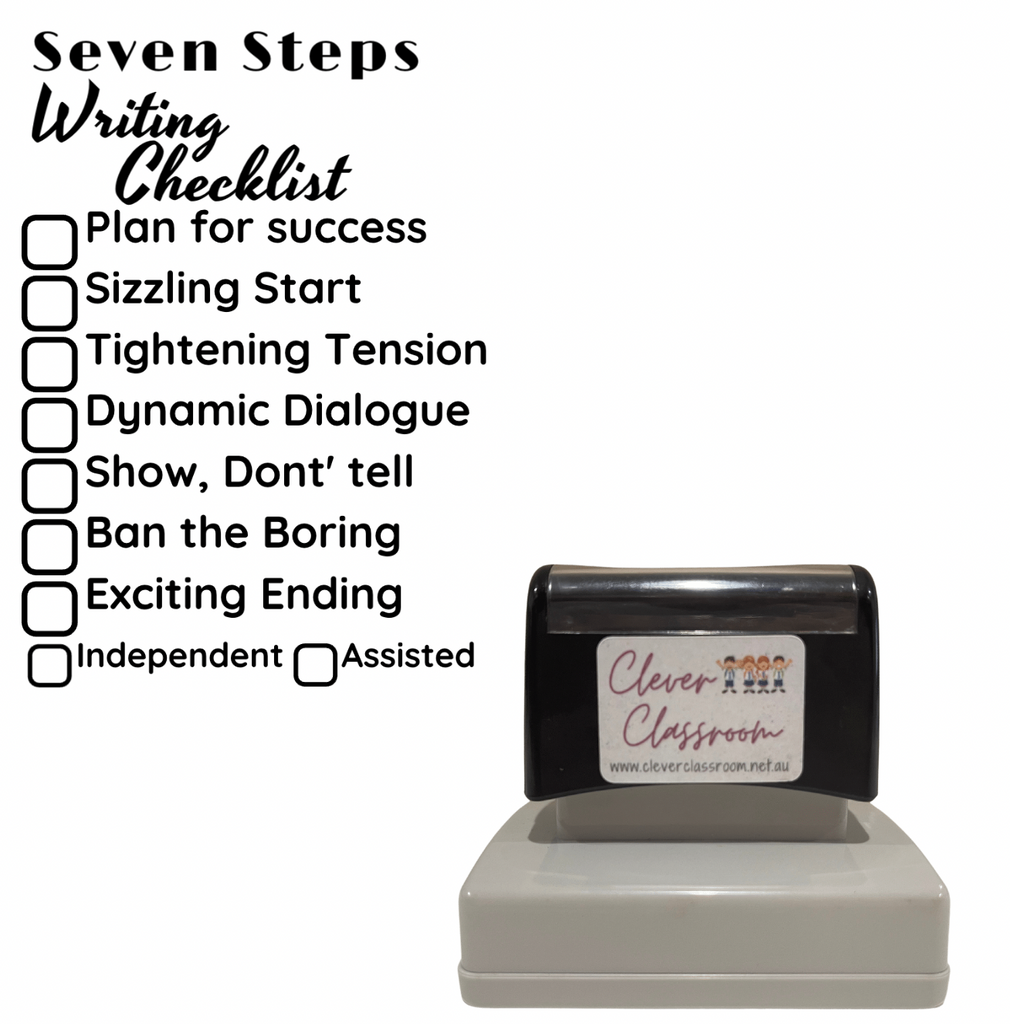 Seven Steps 2 Writing Checklist Stamp - 43 x 67mm Rectangle