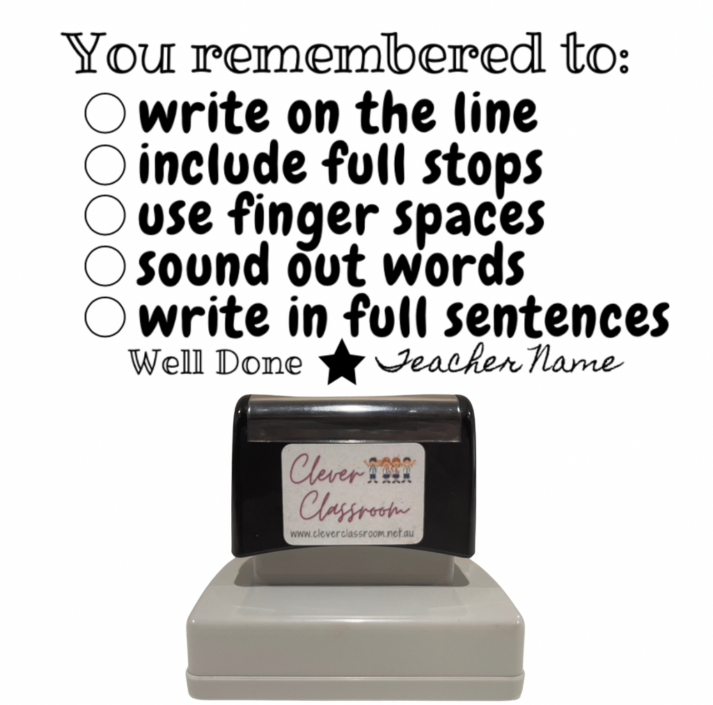 Writing Checklist Stamp - You remembered to Teacher Stamp - Rectan...