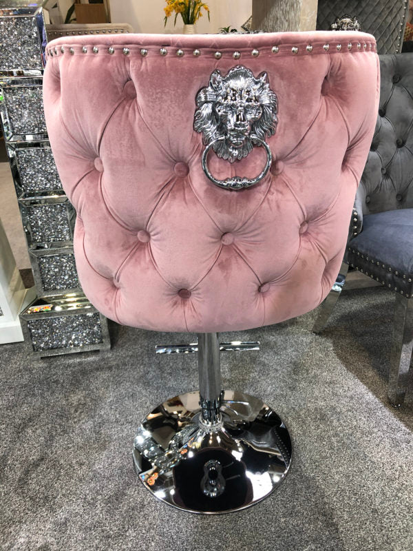 Valentino Pink Velvet Bar Stool – Elegance Home Furniture