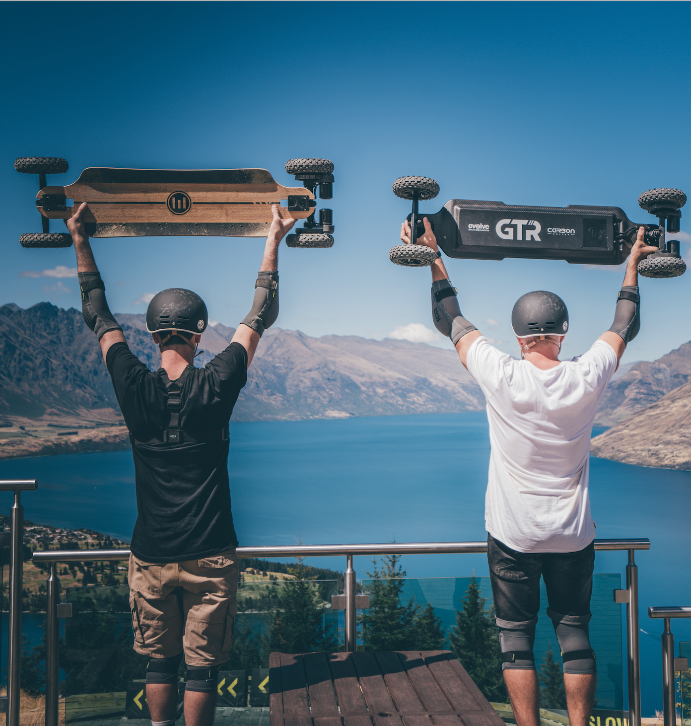 riding an electric skateboard with mates