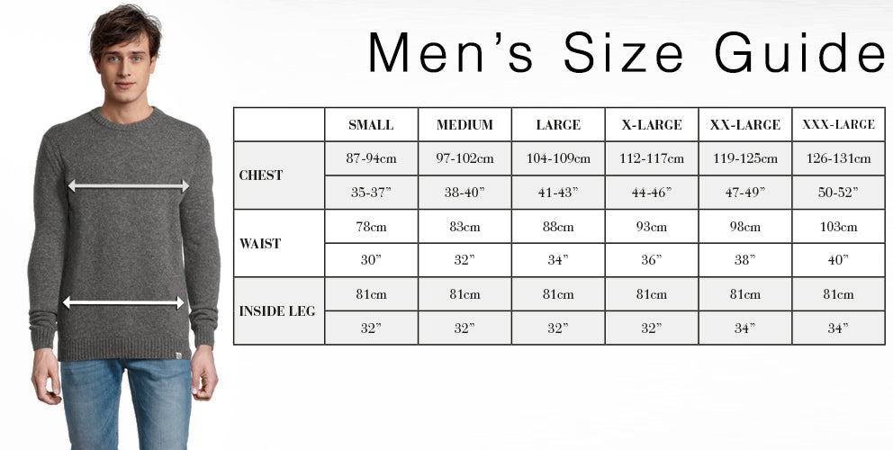Mens Size Charts  Conversions Pants Shirts Waist Chest