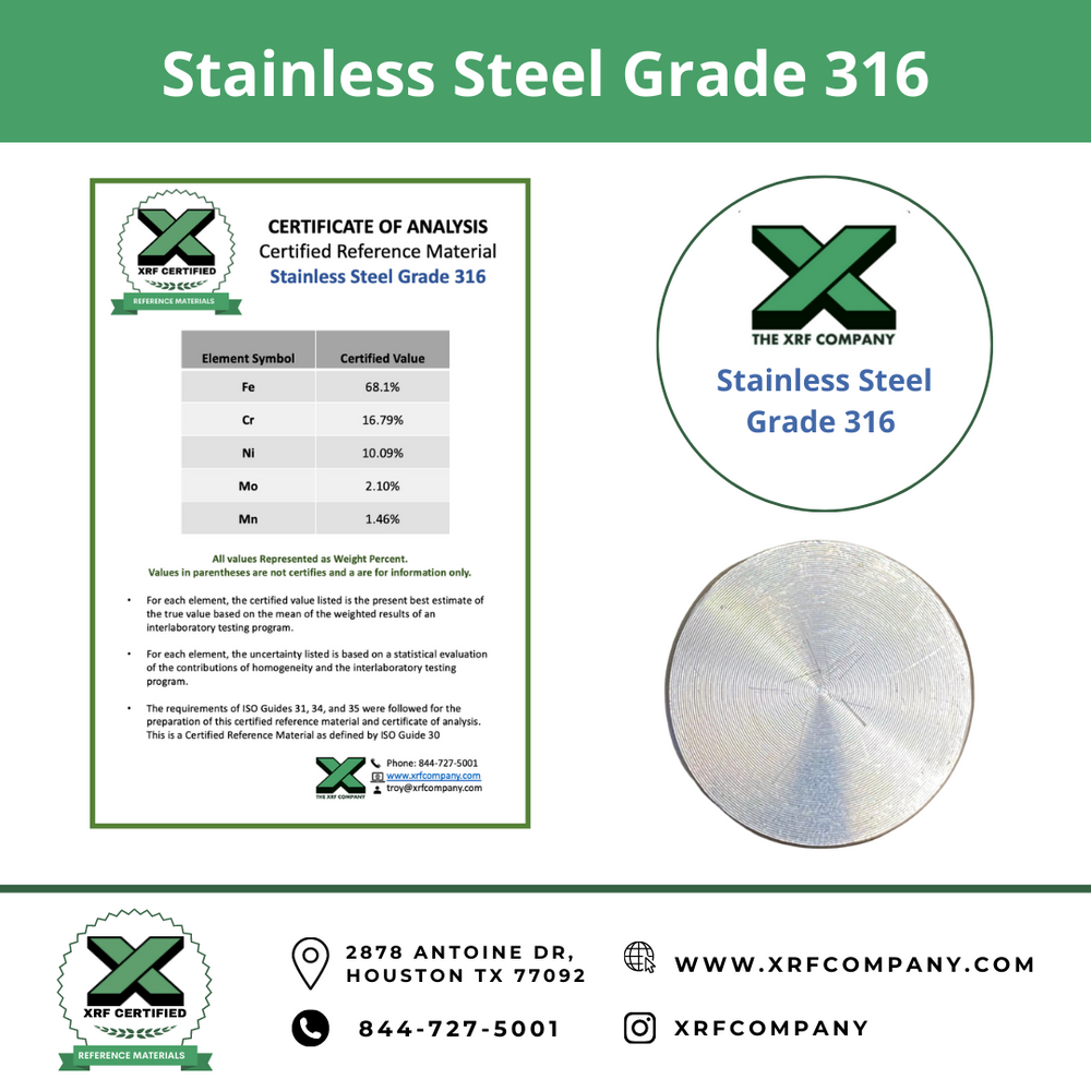 zonlicht timer tijger XRF Metal Standard Stainless Steel Grade 316 — The XRF Company