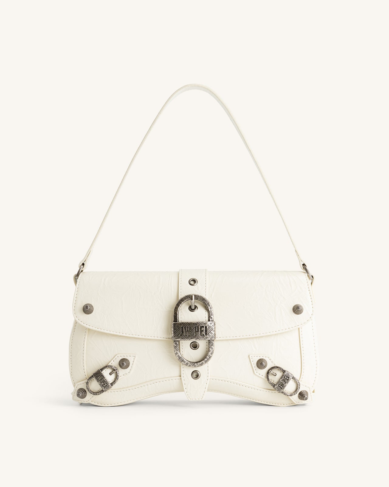 Gabbi Crushed Ruched Hobo Handbag - White - JW PEI