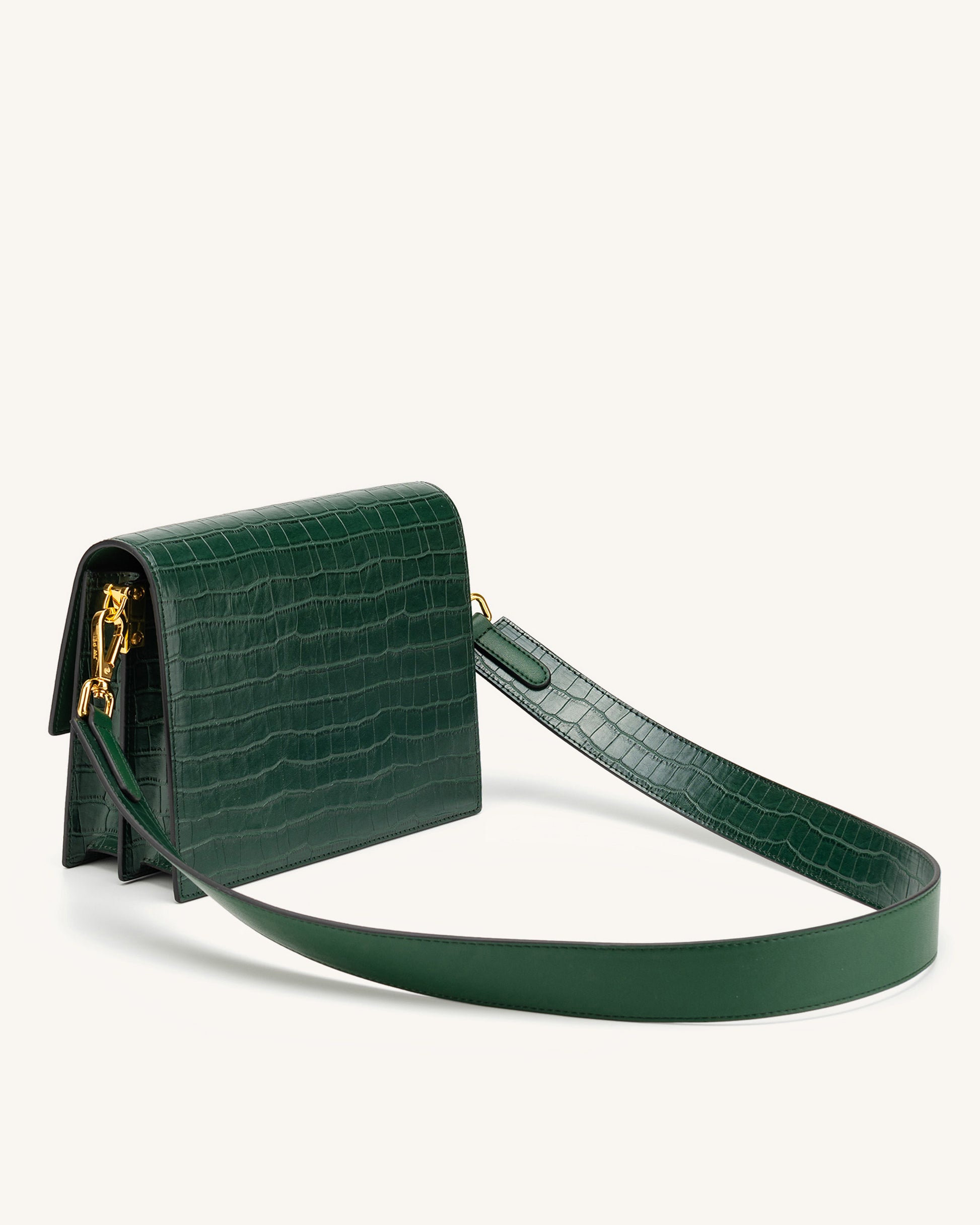 Fashion Mini Flap Bag & Purses - Dark Green Croc Embossed - JW PEI