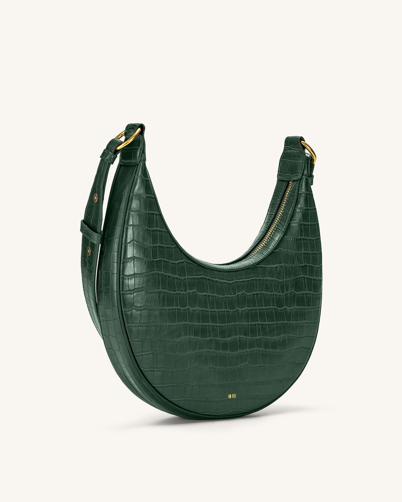 Carly Saddle Bag - Dark Green Croc - JW PEI