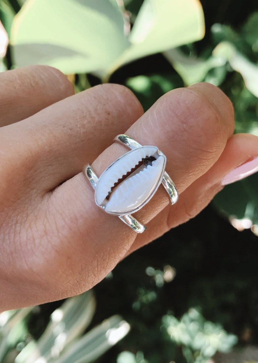 Cowrie Shell Ring: Protection and Prosperity (Sterling Silver)