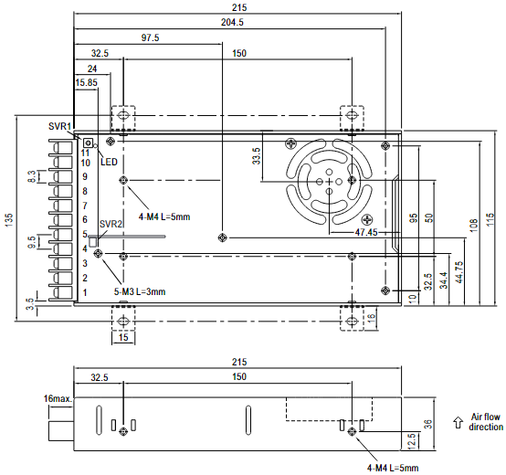 Meanwell HDP-240 Series LED Displays Power Supply