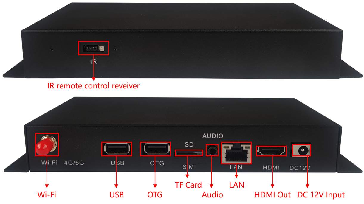 LCD Screen Android Multimedia Player HD-40B Product Interface Diagram: