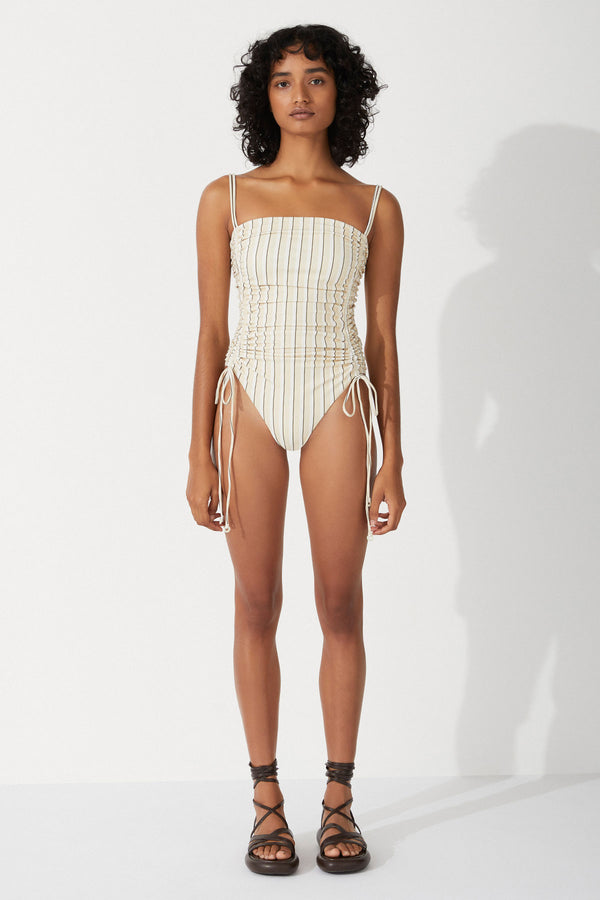 Zulu & Zephyr Chocolate Rib One Shoulder One Piece - Chocolate