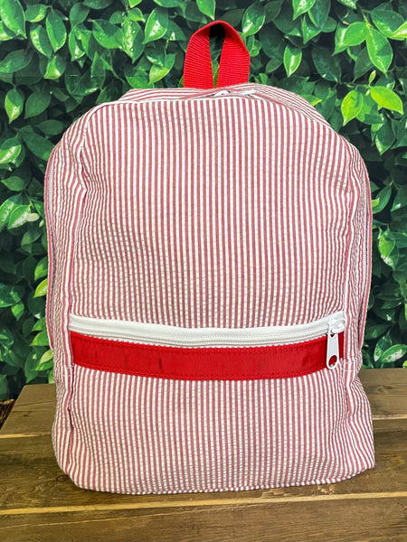 Oh Mint Small (Toddler) Backpack - Red Seersucker