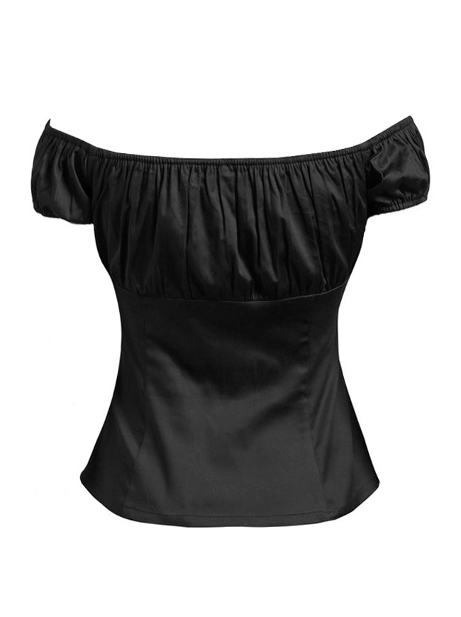 black short sleeve ruffle top