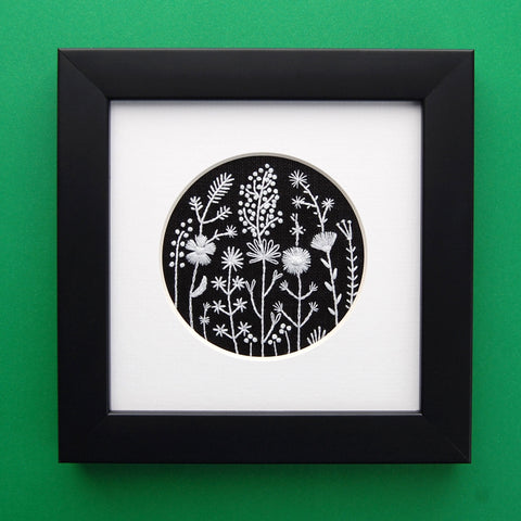 Black and White Hand Embroidery by Happy Cactus Designs