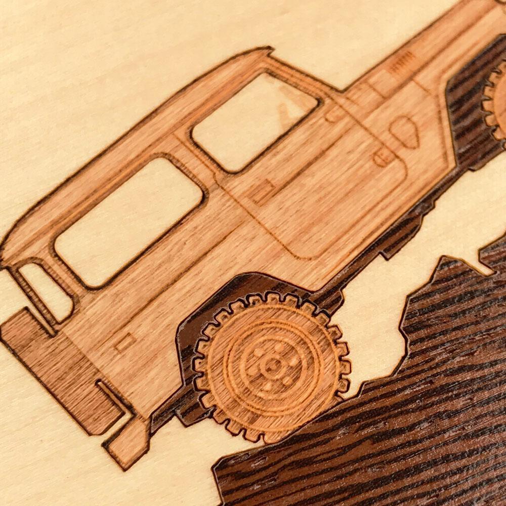 Zoomed in detailed shot of the Off-Road Wood iPhone 12/12 Pro Case by Keyway Designs
