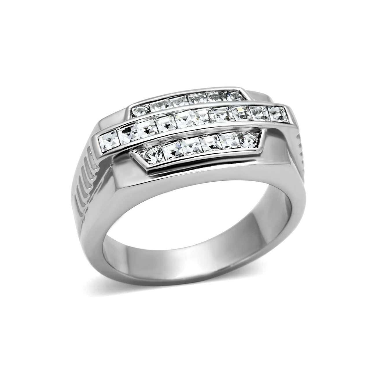 Forever Joyful - Men's Stainless Steel CZ Statement Ring