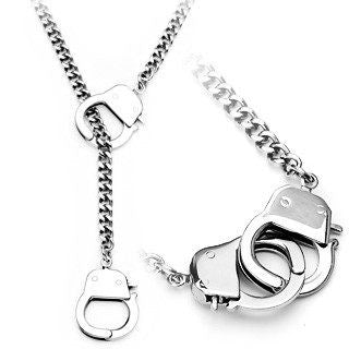 stainless steel handcuff necklace