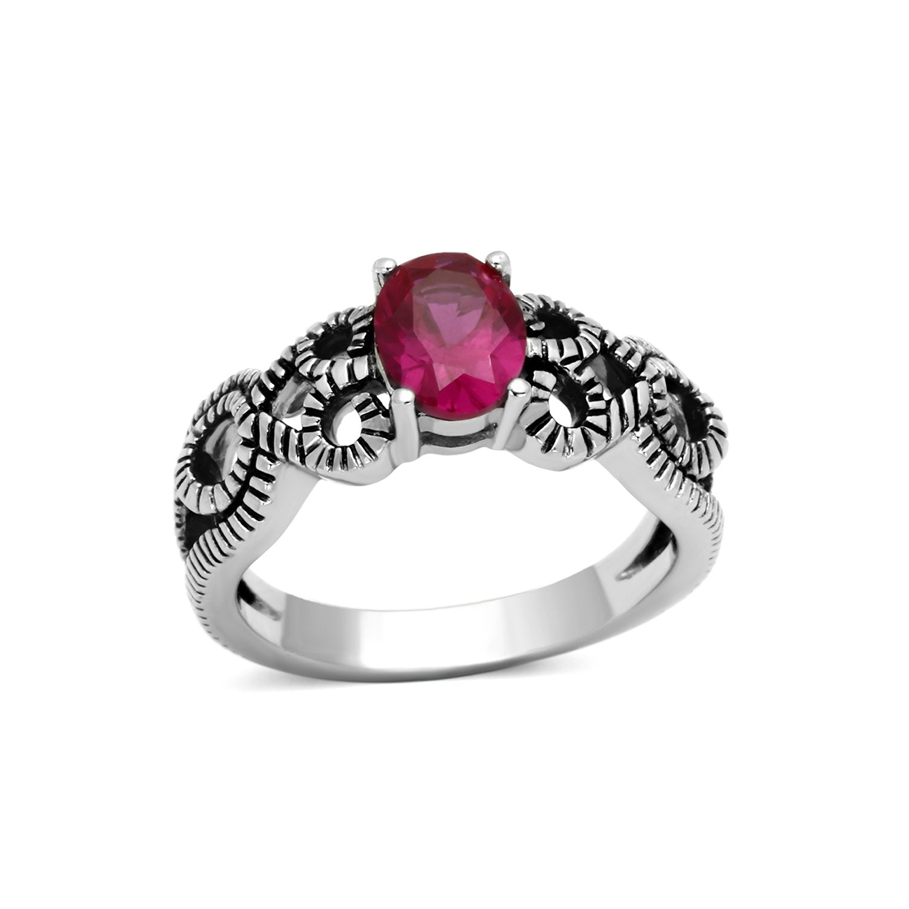 Sweet Fantasy - Beautiful Women's Red Ruby Stainless Steel O