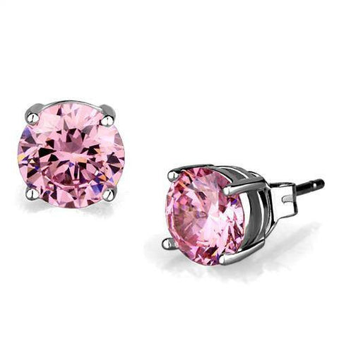 Rose Round Stud - Rhodium Plated CZ Earrings | Blue Steel Jewelry ...