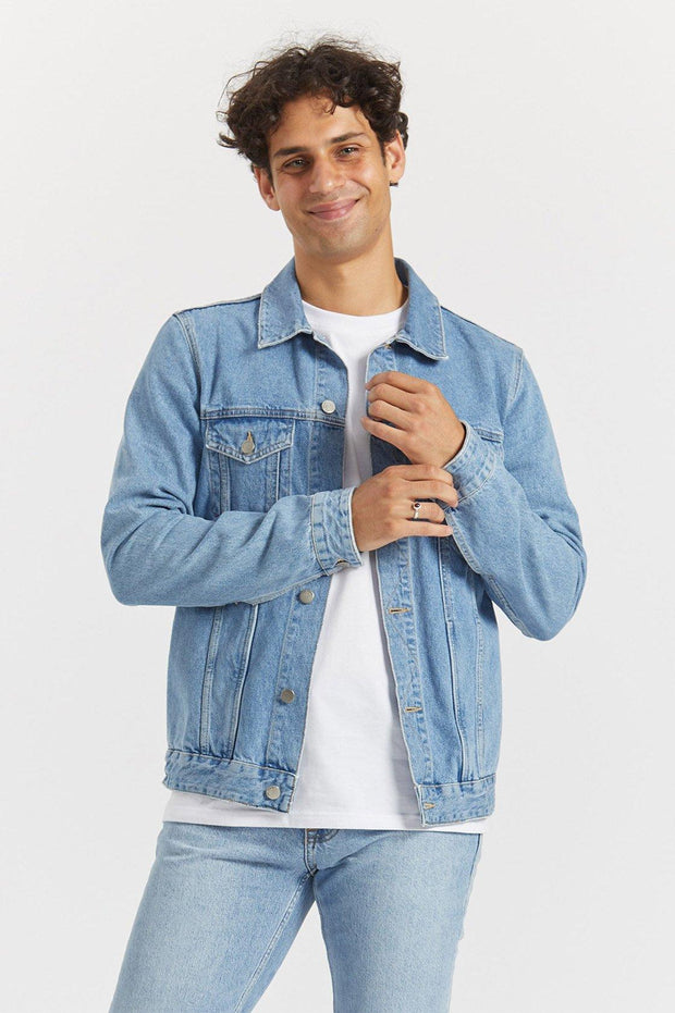 light blue trucker jacket