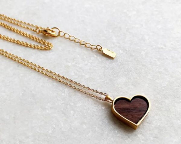 5 Year Anniversary Gift - Gold and Wood Heart - 5th Anniversary Gift for Wife - Liel and Lentz