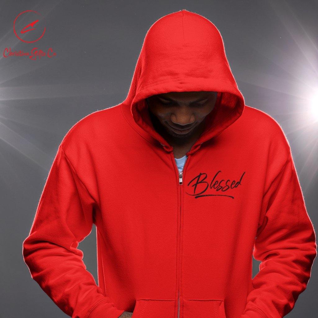 mens red zipper hoodie