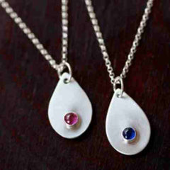teardrop gemstone necklace sterling silver