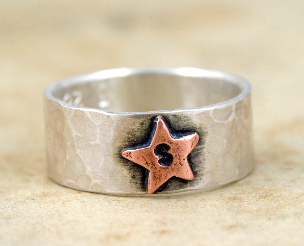 Small star chain ring star Silver 925 handmade personalized - Shop