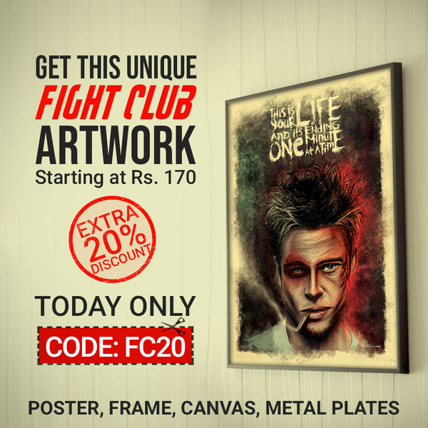 Fight Club Brad Pitt Artwork by Raj Khatri Clearance Sale| Buy High-Quality  Posters and Framed Posters Online - All in One Place – PosterGully