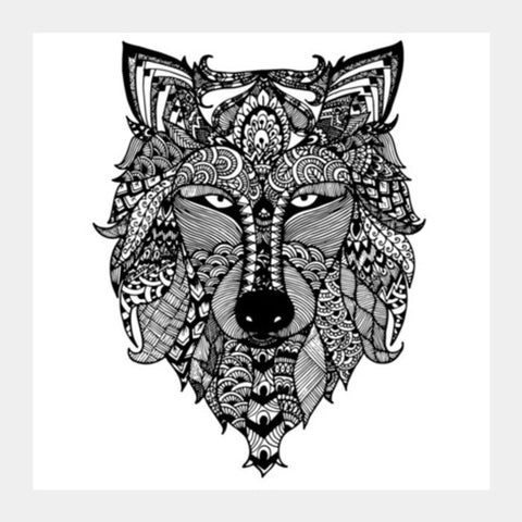 Zentangle Wolf Square Art Prints PosterGully Specials| Buy High-Quality ...