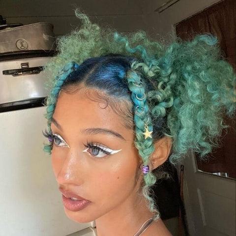 pastel green and blue hair