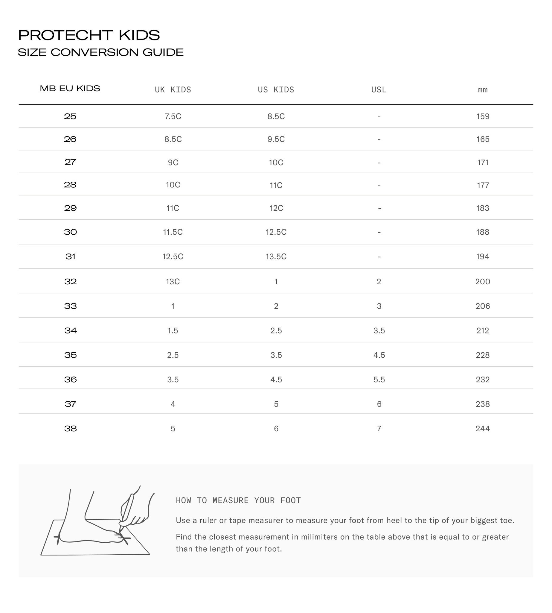 Moon Boot Youth Protecht size guide