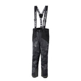 Camo Black suspender snowboarding pants for boys age 8 to 16years old with branded logo straps