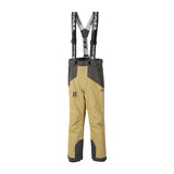 Stone coloured suspender snowboarding pants for boys age 8 to 16years old with branded logo straps