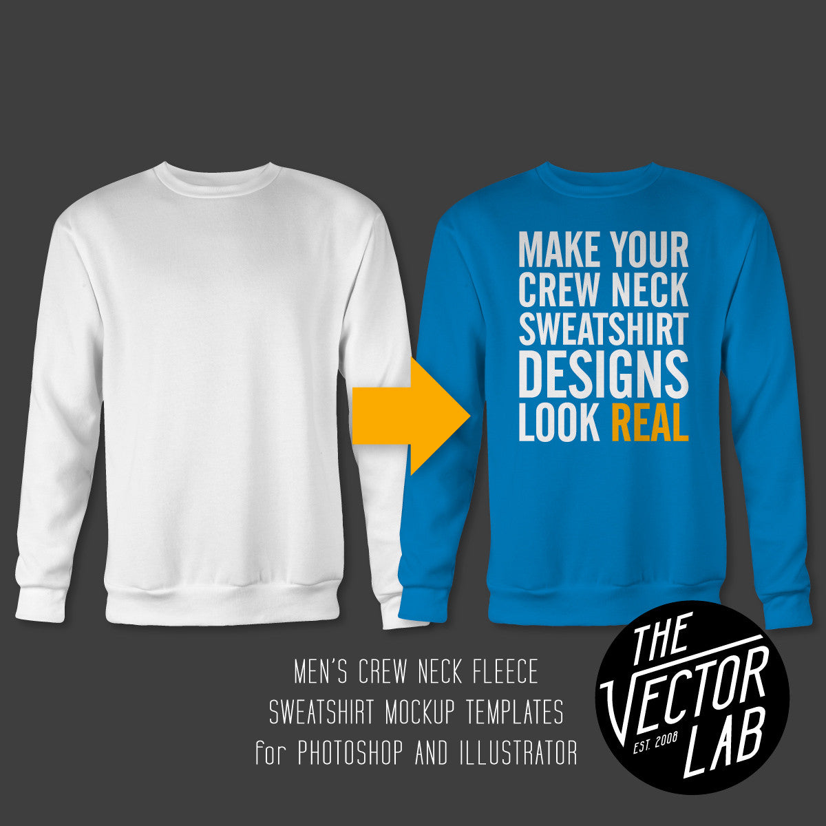 Men's Crew Neck Sweatshirt Mockup Templates - TheVectorLab