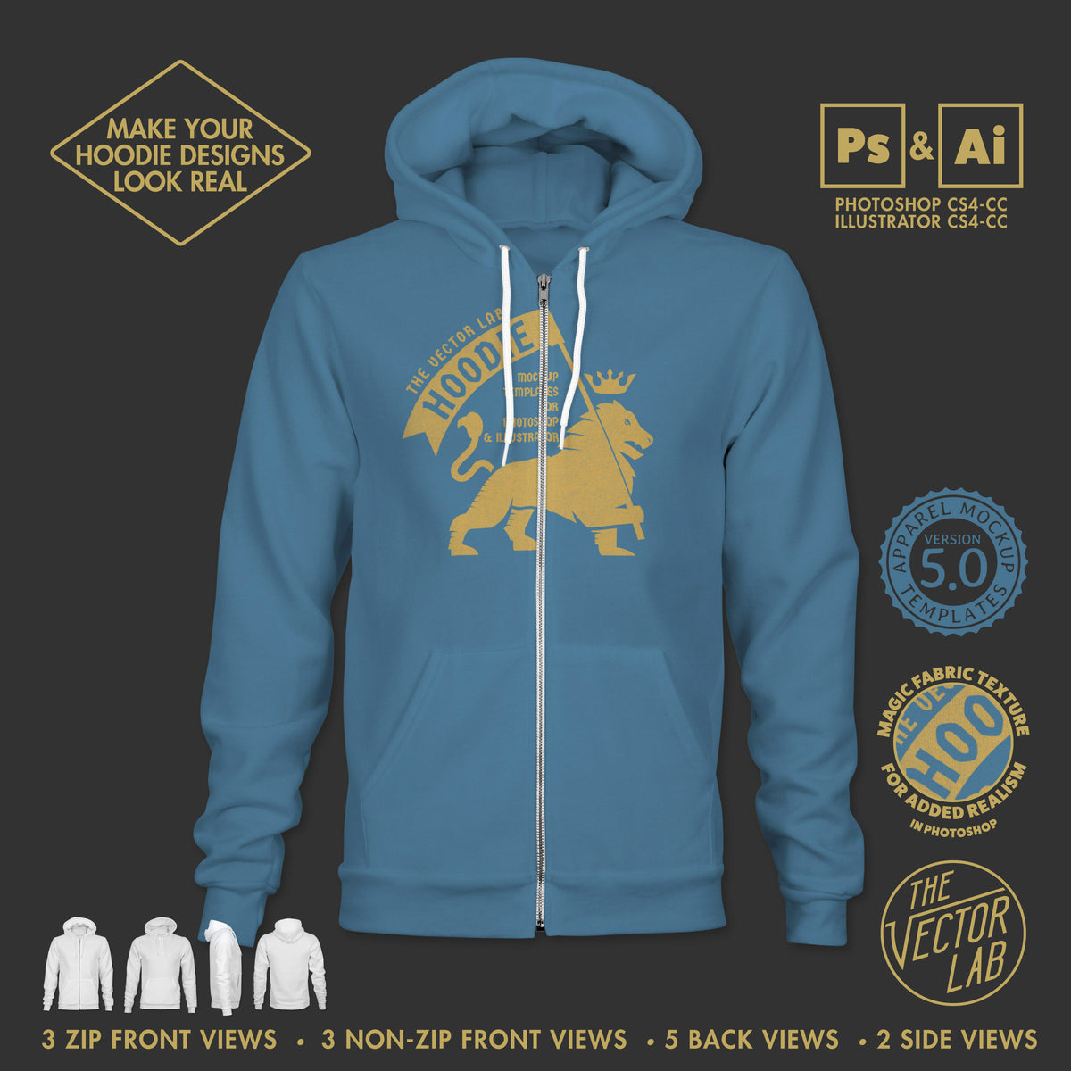 Men s Hoodie  Mockup Templates  for Adobe TheVectorLab