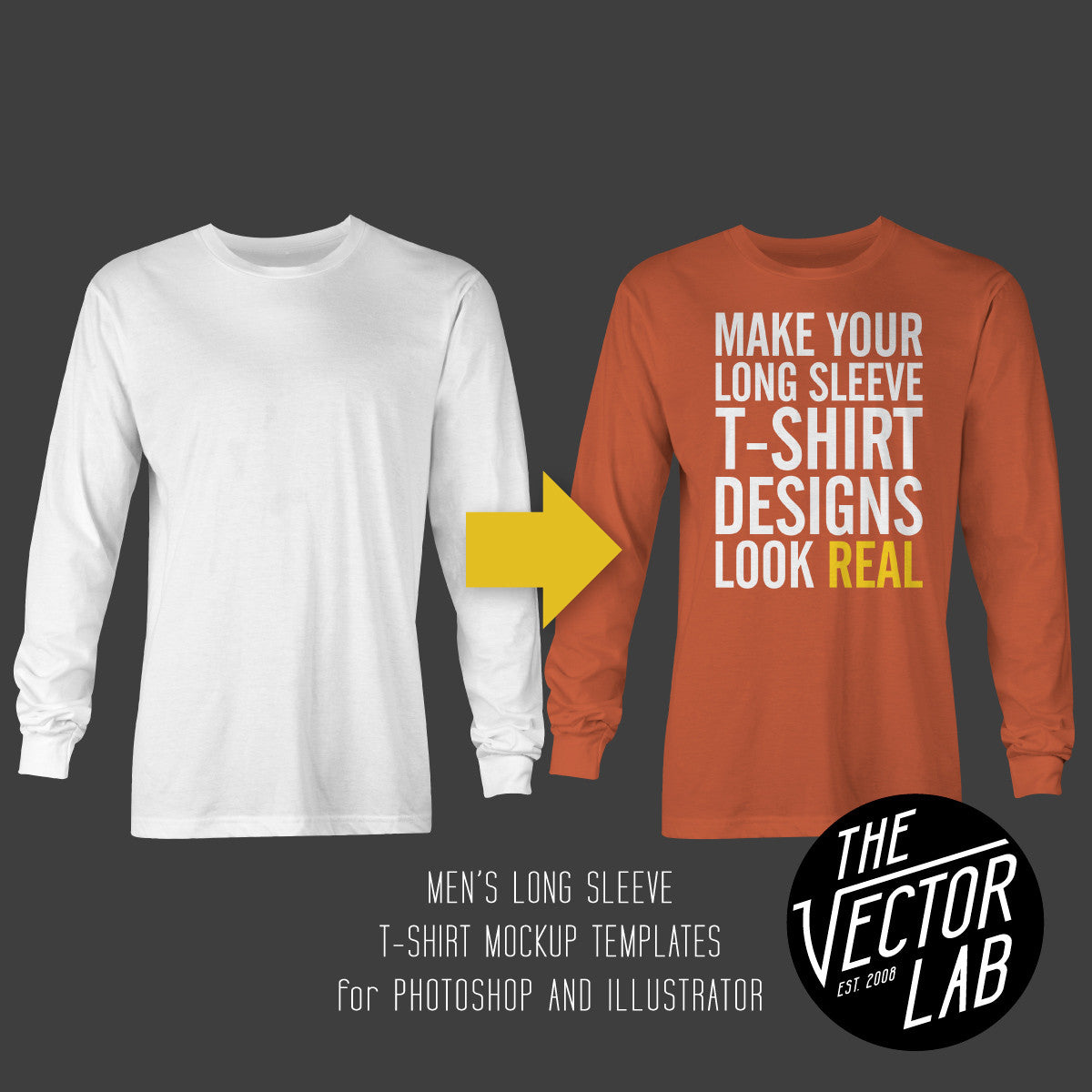 Men's Long Sleeve T-Shirt Mockup Templates - TheVectorLab
