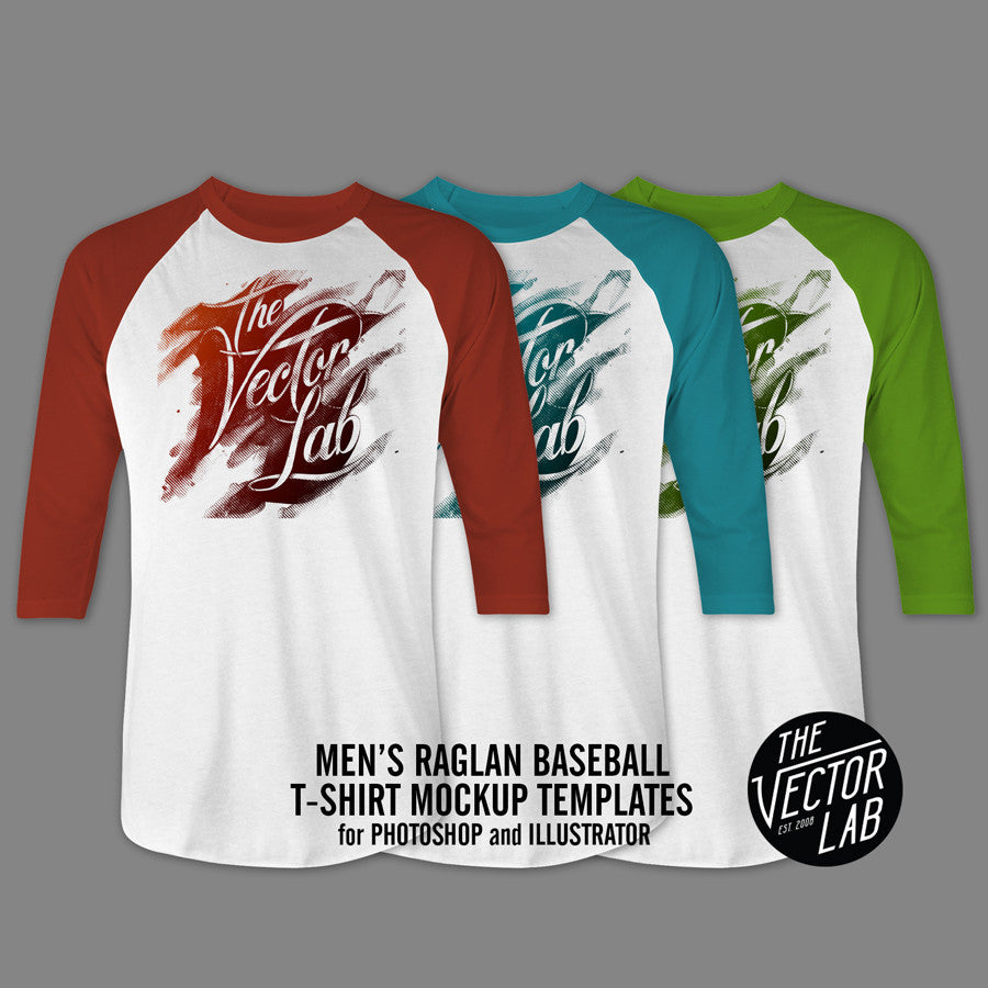 Men's Raglan T-Shirt Mockup Templates - TheVectorLab