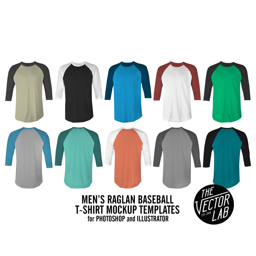 Download Men's Raglan T-Shirt Mockup Templates - TheVectorLab