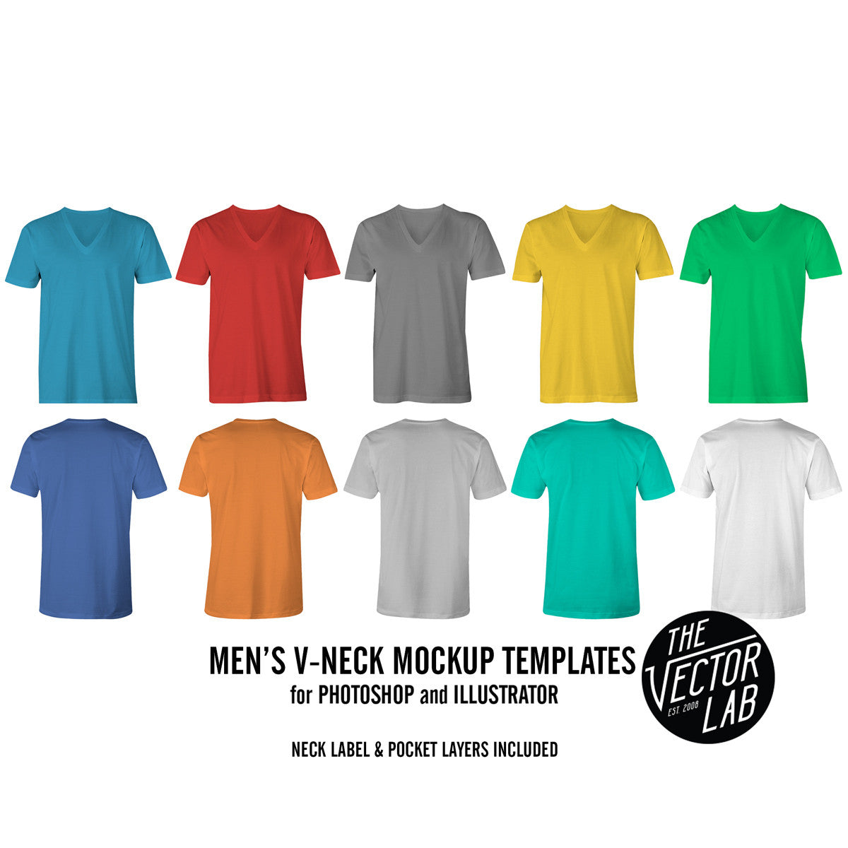 Download Men's V-Neck Mockup Templates - TheVectorLab