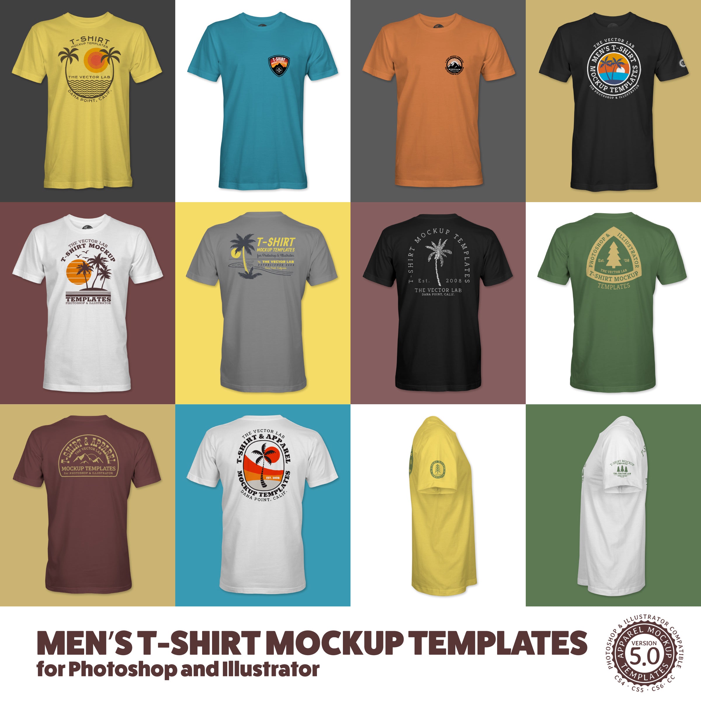 Men's T-Shirt Mockup Templates (Version 5.0) - TheVectorLab