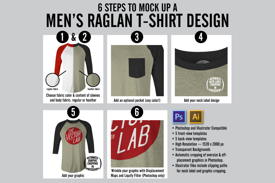 Men S Raglan T Shirt Mockup Templates Thevectorlab