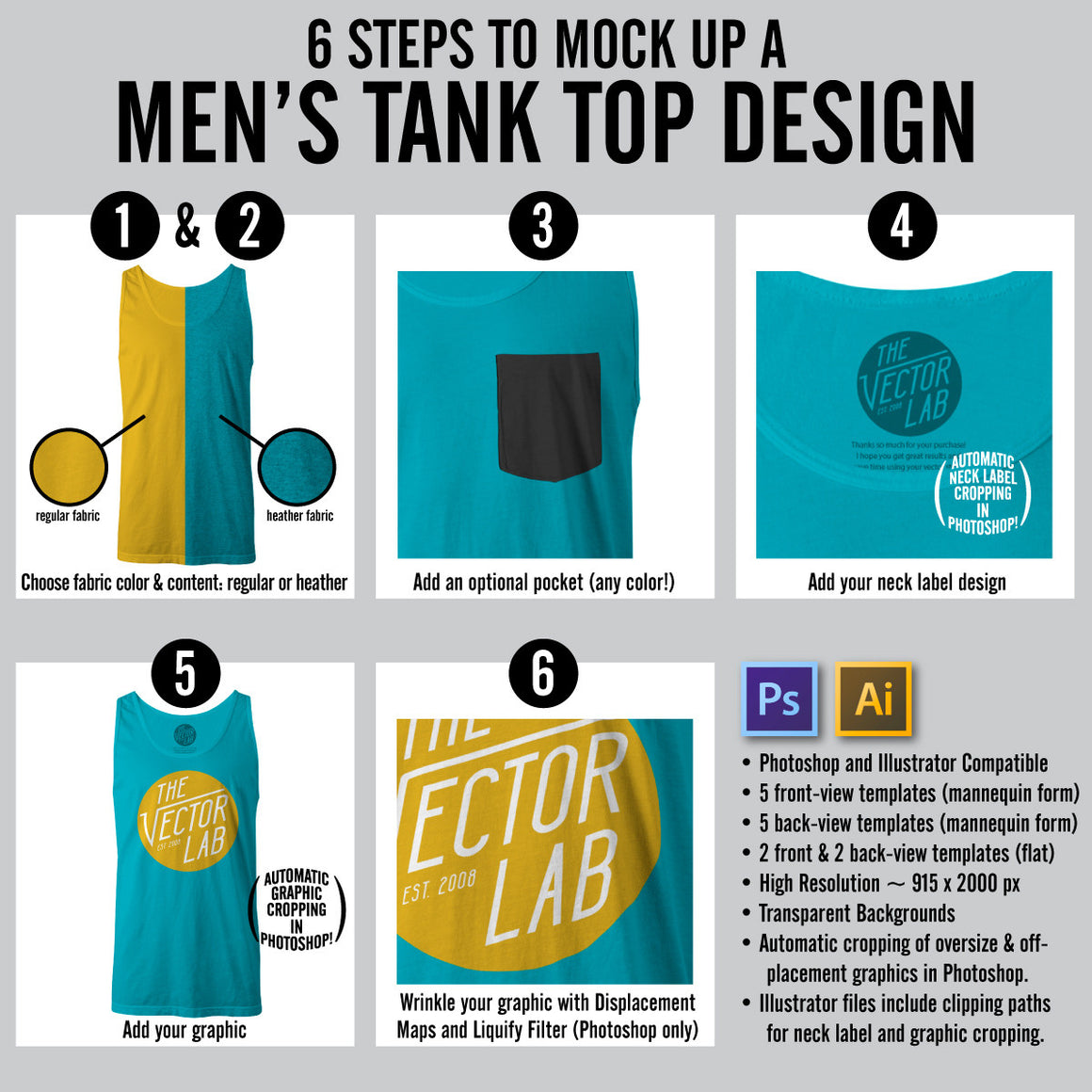 Download Men's Tank Top Mockup Templates - TheVectorLab