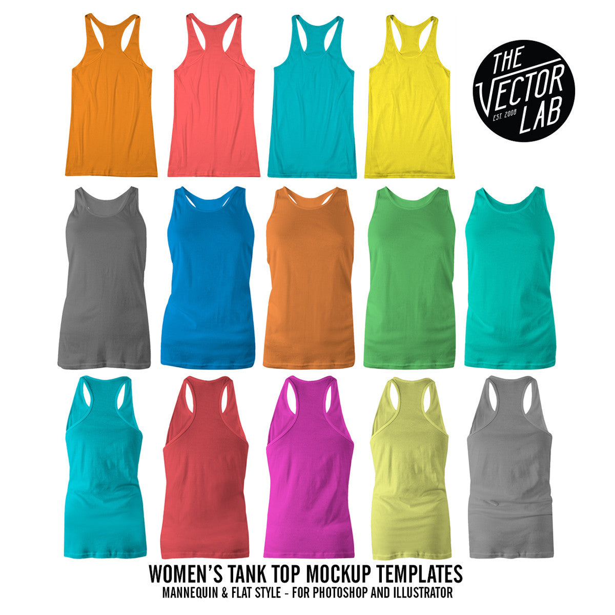 Download Women's Racerback Tank Top Mockup Templates - TheVectorLab