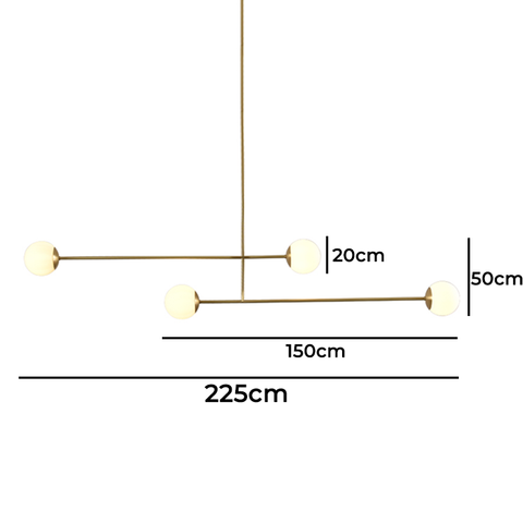 4 light dining table feature light brushed brass 225cm 2250mm custom Sydney lighting