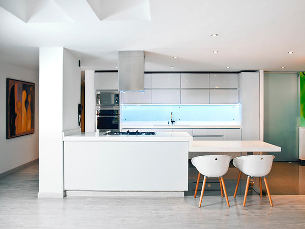 modern kitchen white using led strip lighting for under cabinets 