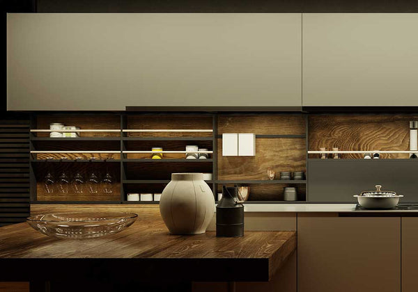 modern kitchen with dimmer switches 