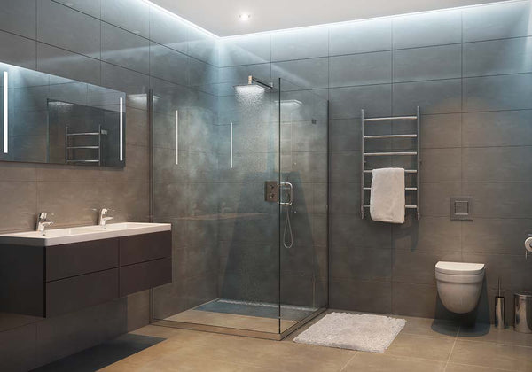 contemporary shower with led downs