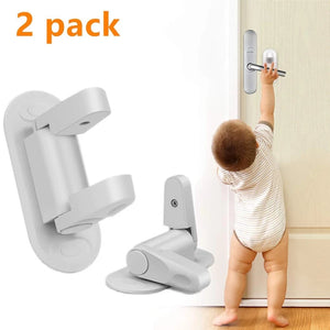 2 Pack Door Lever Lock Child Safety Proof Doors Handles 3m Adhesive